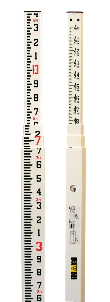 16.4' Fiberglass Leveling Rod, 5 Sections, feet/inches
