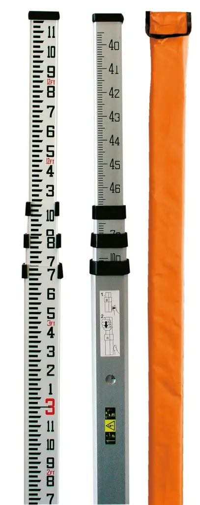 13' Aluminum Leveling Rod feet/inches