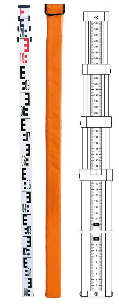 5m Aluminum Leveling Rod with metric E-Block Scale