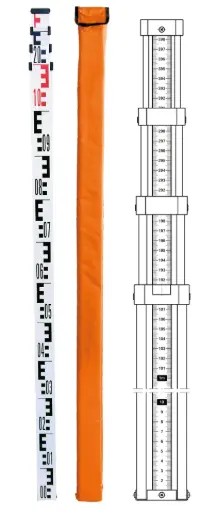[345122-185] 5m Aluminum Leveling Rod with metric E-Block Scale