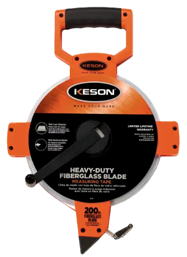 [OTR10200] 200 FT, UNITS: 1/10, 1/100, FIBERGLASS TAPE MEASURE WITH HOOK