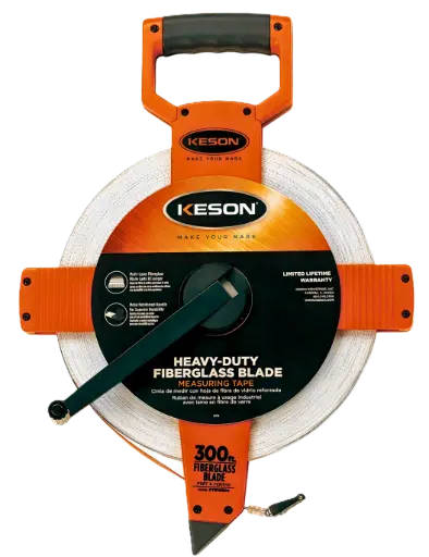 [OTR10300] 300 FT, UNITS: 1/10, 1/100, FIBERGLASS TAPE MEASURE WITH HOOK