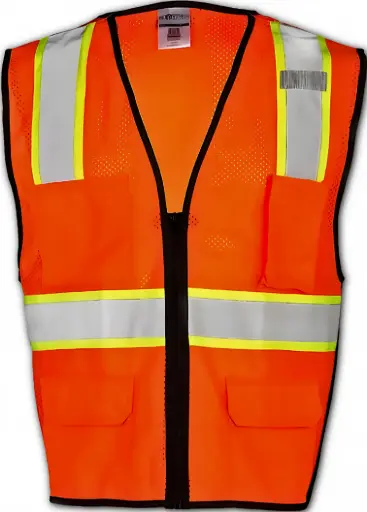 1518 - 4 Pocket Orange Mesh Vest Orange, ML Kishigo