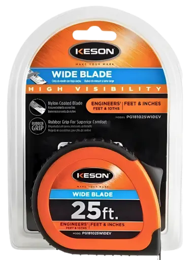 [PG181025WIDEV] 25 FT x 1 3/16 IN, WIDE, NYLON COATED STEEL , UNITS: FT, 1/10, 1/100, & FT, 1/8, 1/16, ORANGE