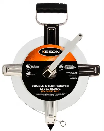 [SNR10200] 200 FT, UNITS: 1/10, 1/100, 2X NYLON COATED STEEL TAPE W/DEAD FOOT AND RING STAINLESS STEEL HOUSING